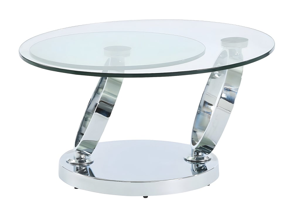 Table basse modulable verre trempé transparent, argenté