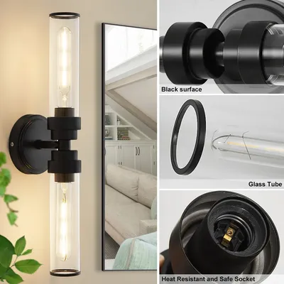 FSS Gold Glass Wall Light Living Room Sconces Bathroom Mirror Light Bedroom Dressing Table Lamp
