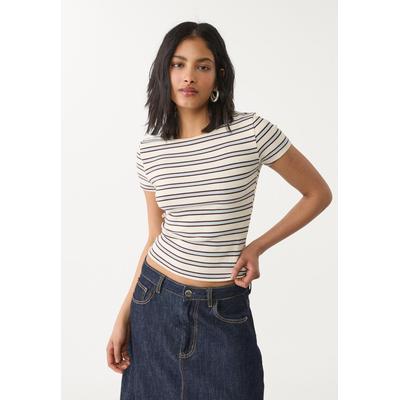 Stradivarius Basic slim fit striped T-shirt Sky blue S