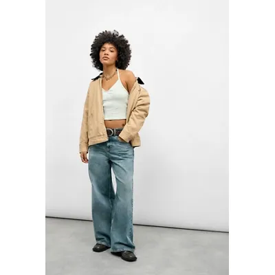 UO Halterneck Pointelle Top - Light Green L at Urban Outfitters