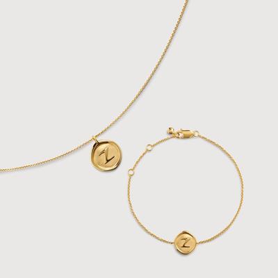 Initial Z Stamp Chain Necklace & Bracelet Set