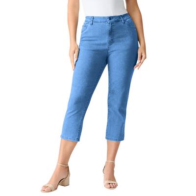 Plus Size Women's Classic Stretch Capri Jean by Denim 24/7 by Roamans in Light Stonewash (Size 20 T)