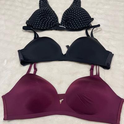 Victoria's Secret Intimates & Sleepwear | 36d Lot Of 3 Bra Victoria’s Secret Black & Burgundy, Delta Burke Black Polka Dot | Color: Black/White | Size: 36d