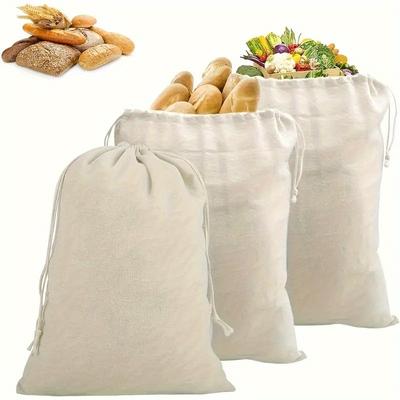 TEMU Linen - Drawstring For , Reusable Storage, Linen For Breads And Goods ( In 1pc, 2pcs, 3pcs ) Image