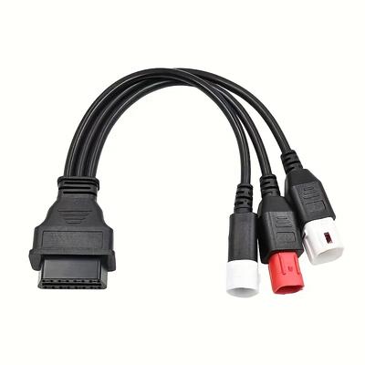 TEMU 1pc Motorbike Obd2 Adapter Cable, 3-5 Pin Universal Extension, Plug-and-play Diagnostic Scan Tool Connector, Insulation Material, Uncharged, Weather-resistant