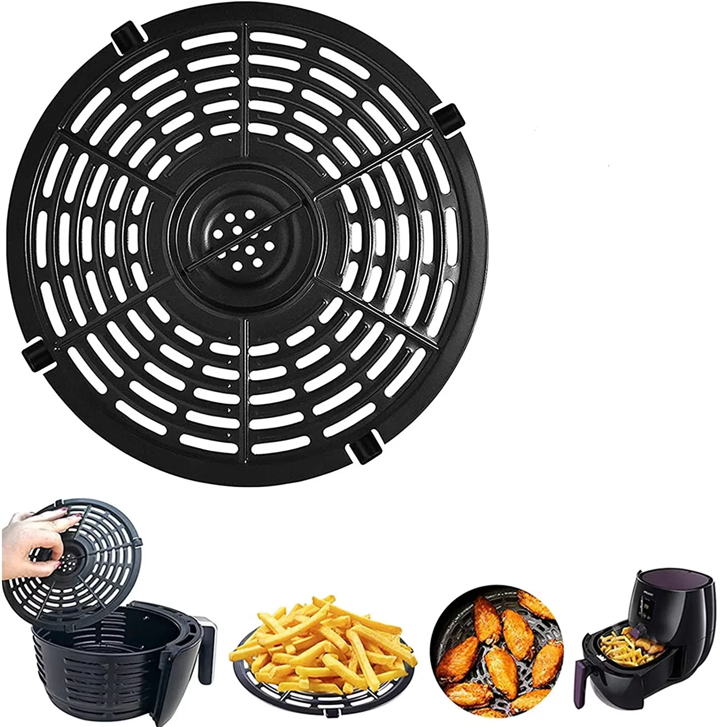 Airfryer Korb Ersatz Grill Pfanne Ofen Backen Werkzeug Air Fryer Power Teile Platte Tablett Lebensmittel Kochen Teiler Küche Zubehör Image
