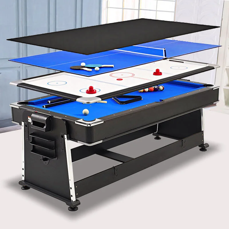 Vier-in-eins-Pooltisch Multi-Spieltisch mit Billard-, Airhockey- und Tischtennis-Esstisch Image