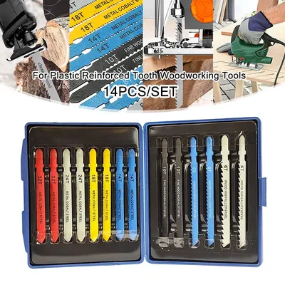 14 Teile/satz Jigsaw Klinge Set Verschiedene T-schaft Metall Stahl Säbelsägeblatt Für Kunststoff Holz Metall Schneiden Holzbearbeitung werkzeug