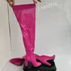 ZHIMA Frauen Oberschenkel Hohe Stiefel Runde Kappe Dicke High Heels Stiefel Über Knie Handgemachte Damen Schuhe Frau Plus Größe 39, 42, 44 50 52