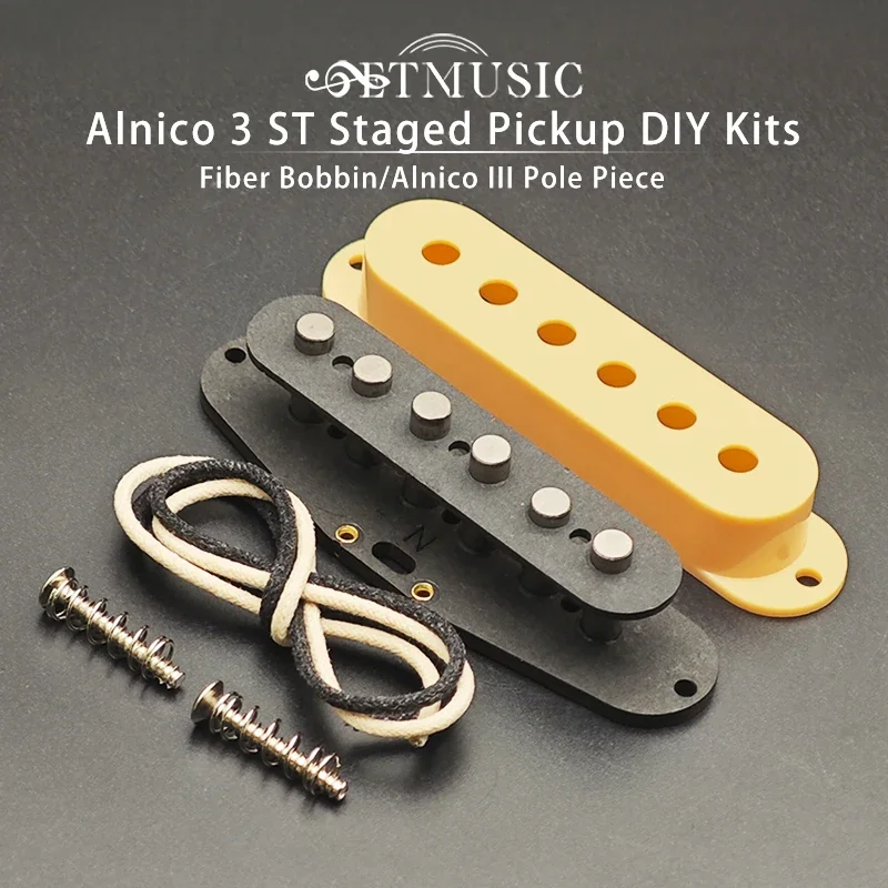 [Tonabnehmer-DIY-Kits] Alnico 3 ST Staged Pickup Kits – Fiber Bobbin/Alnico III Pole Piece/Waxed Cloth Cable Pickup Kits für ST-Gitarre Image