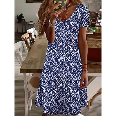 Women's Mini Dress Casual Dress Elegant Stylish Casual Vacation Daily Regular Fit Floral Ditsy Floral Short Sleeve Crew Neck Blue Summer