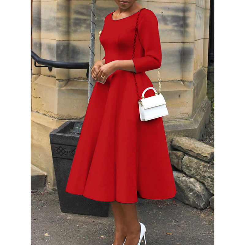 Kentucky DerbyWomen's Midi Dress A Line Dress Fit And Flare Dress Elegant Party Cocktail Wedding Guest Engagement Cocktail Party Regular Fit Graphic Sleeveless V Neck Black White Red Fuchsia Summer