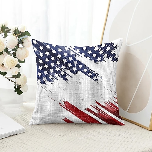Amerikanische Flagge Vintage Dekorative Wurfkissenbezug 1PC Weicher quadratischer Couchkissenbezug für Schlafzimmer Wohnzimmer Sofa Stuhl 4. Juli Unabhängigkeitstag Image