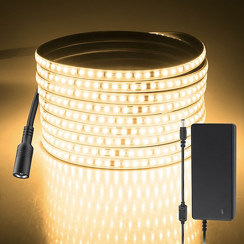 Wasserdichter LED-Lichtstreifen für den Außenbereich, IP67, 3–12 Meter, 3000 K, warmes Licht, DC24 V, dimmbares Silikon-LED-Band, hohe Dichte, 120 LEDs, 8 W/m, geeignet für Außenwand-, Garten- und Image