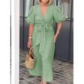 Damen Maxikleid A-Linie Kleid Unifarbenes Sommerkleid Puffärmel Kleid Basic Lässig Puffärmel Urlaub Daily Regular Fit Grafik Kurzarm V-Ausschnitt Schwarz Weiß Gelb Pink Sommer