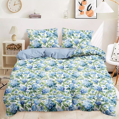 Blumen Bettbezug Vollgröße Bettwäsche Set Bettsets Steppdecke Weicher Leichter Komforter Bezug mit 2 Kissenbezügen für Sommer Frühling Image