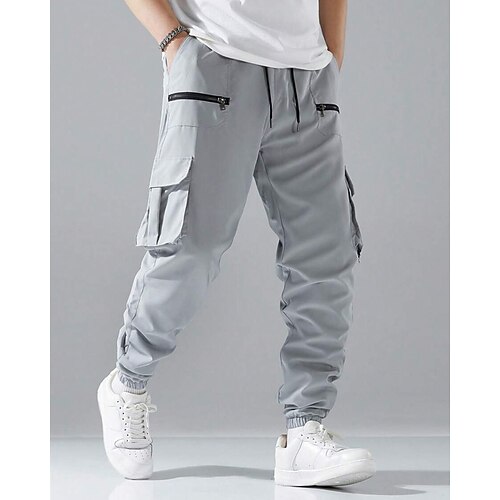 Herren Cargo-Hosen Jogginghose Hose Elastischer Bund Mehrere Taschen Einfach tragbar Outdoor Täglich Lässig Schwarz Armeegrün Image