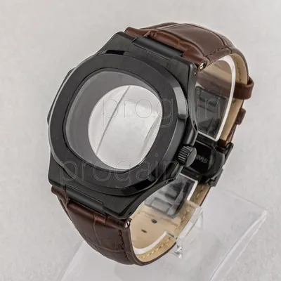 41mm Stainless Steel Clear Case 25mm Genuine Leather Strap Men's Watch Parts for Nautilus 30.5mm