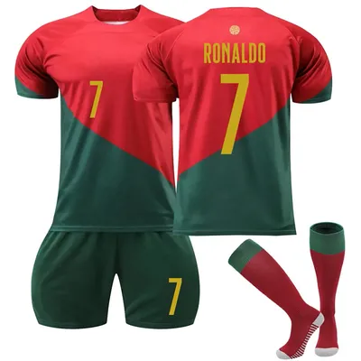 22/23 Portugal Home Jerseys Children's Football Training Suit Set Soccer Fashion Summer Wear Sport Uniforms Christmas Gifts