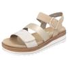 Keilsandalette REMONTE, Damen, Gr. 43, gold (beige, goldfarben), Lederimitat, casual, Schuhe, Keilabsatz, Sommerschuh, Sandale in veganer Verarbeitung