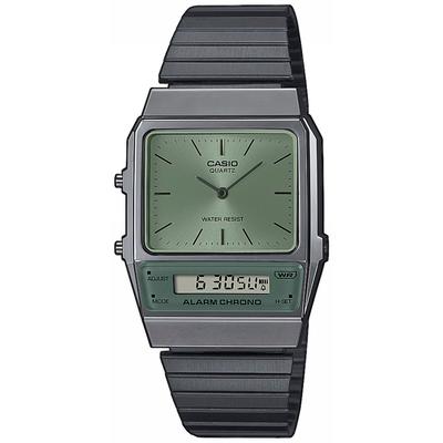 Chronograph CASIO VINTAGE, schwarz (schwarz, grün), Armbanduhren, Damen, Quarzuhr, Armbanduhr, Damen, Herren, digital, retro, Stoppfunktion Image