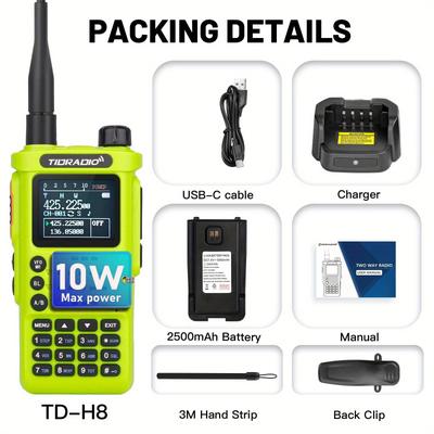 TEMU 2nd Gen Tidradio Td-h8 Ham/ Radio 10watt 2500mah Battery Capacity Solid Performance Handheld Radio Wireless Programming Module With Repeater List