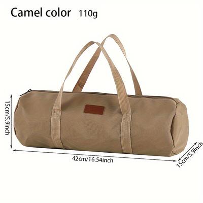 TEMU Oxford Cloth Camping Tool Storage Bag - Style Round Cylinder With Zipper Closure, Normal Waterproof, For Tent Pegs, Camping Organizer, Universal Fit Image