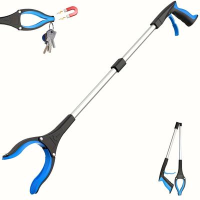 TEMU 1pc Heavy-duty Grabber Tool, 32-inch Extendable With 360° Rotating And Magnet, Foldable Metal Telescopic Arm For Elderly & Home Cleaning Image
