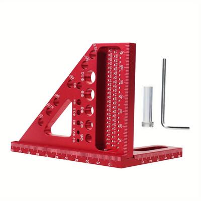 TEMU Aluminum Alloy 3d Multi-angle Measuring Ruler: 45/90 Degree Protractor, Miter Triangle Ruler, High Precision Layout Tool For Engineers And Carpenters Image