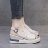 2025, Damen-Plateau-Keilsandalen, neue Sommer-Schuhe mit hohen Absätzen, Fischmaul-Damenschuhe,