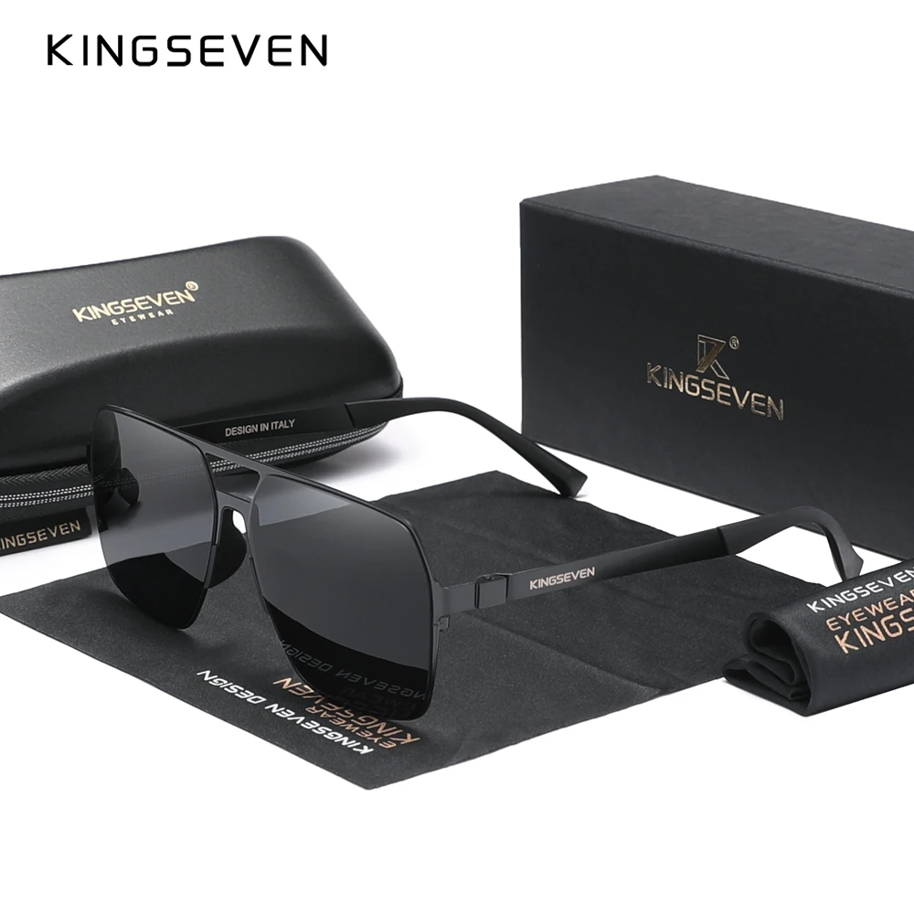 KINGSEVEN Neue Design männer Polarisierte Sonnenbrille Ultra Dünne Tempel Sonnenbrille Für Männer UV400 Retro Brillen Image