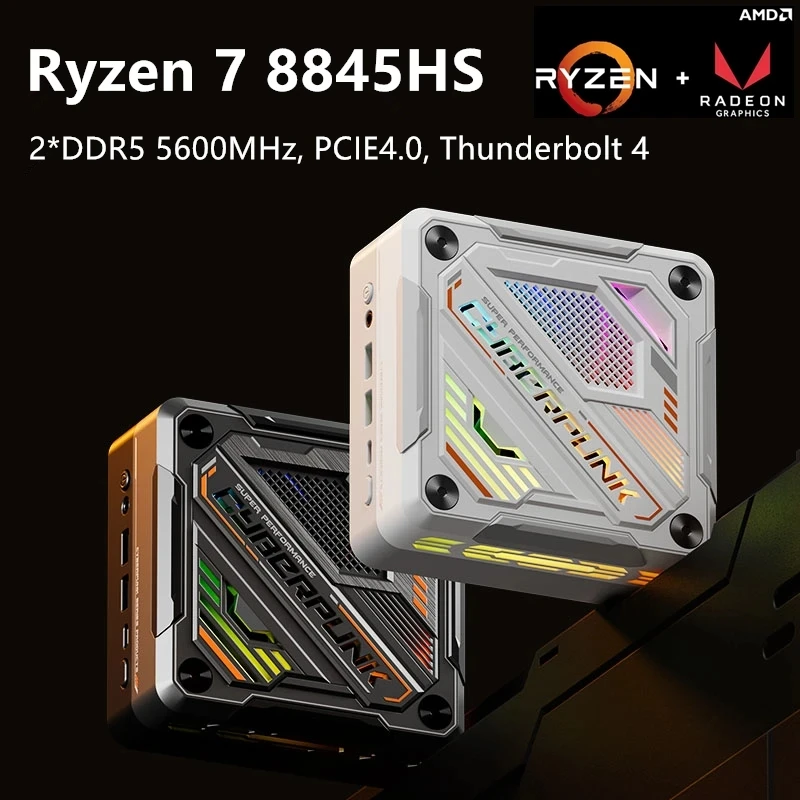 Neuester AMD Ryzen 7 8845HS Cyberpunk Mini-PC Desktop-Gamer Windows 11 DDR5 5600 MHz PCIE4.0 2,5 G 2 LAN USB4 Mini-Computer WiFi6