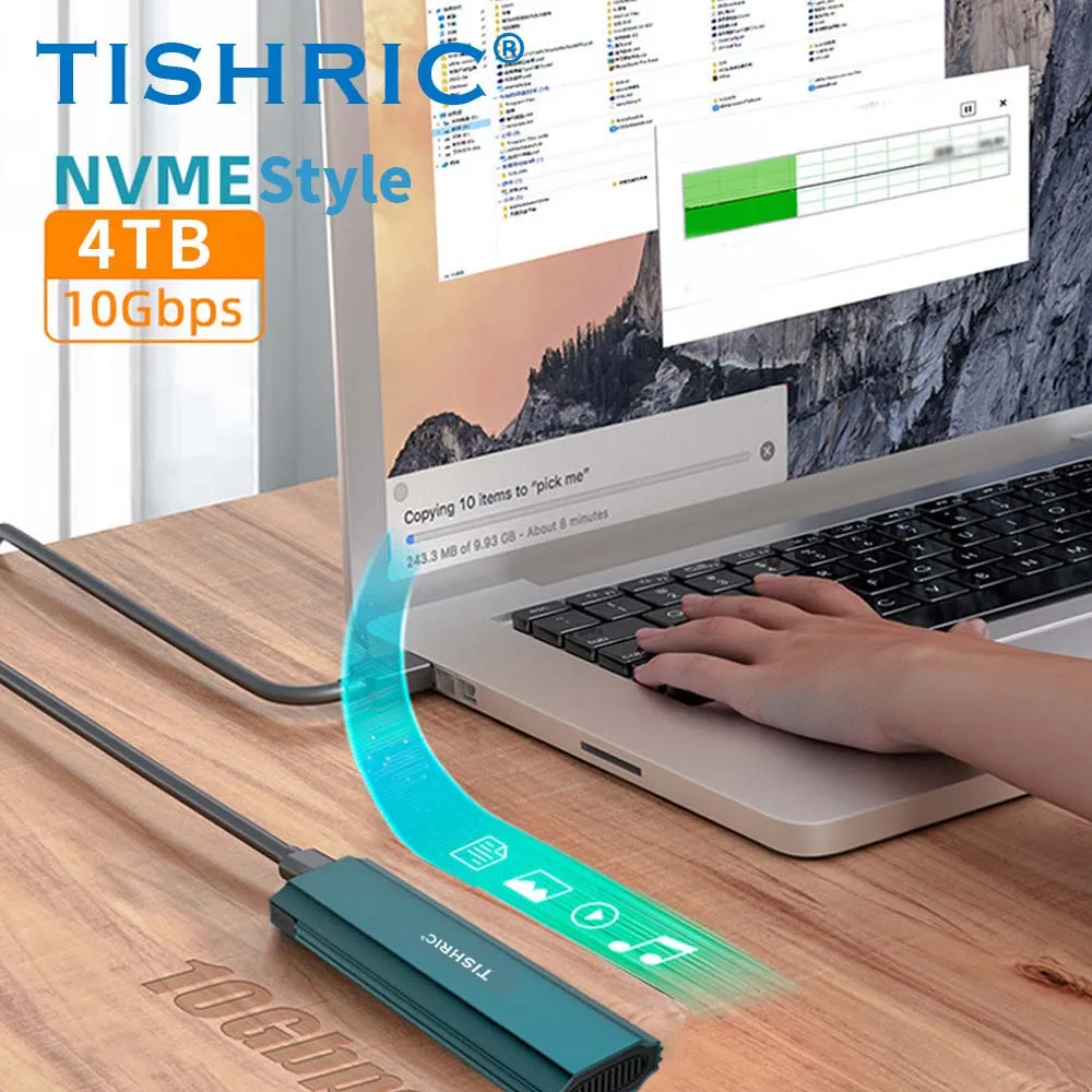 TISHRIC 10 Gbit/s 5 Gbit/s NGFF/NVME/NGFF+NVME SSD M2 Externes Festplattengehäuse USB auf Typ C M.2 Festplattengehäuse/Box für Gaming Image