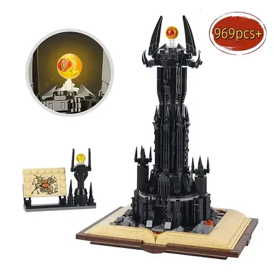 Kreative Turm magische Burg Buch Bausteine mit LED-Lichtern montieren Ideen Lotr Turm Dekor Ziegel Spielzeug für Kinder Geschenk Image