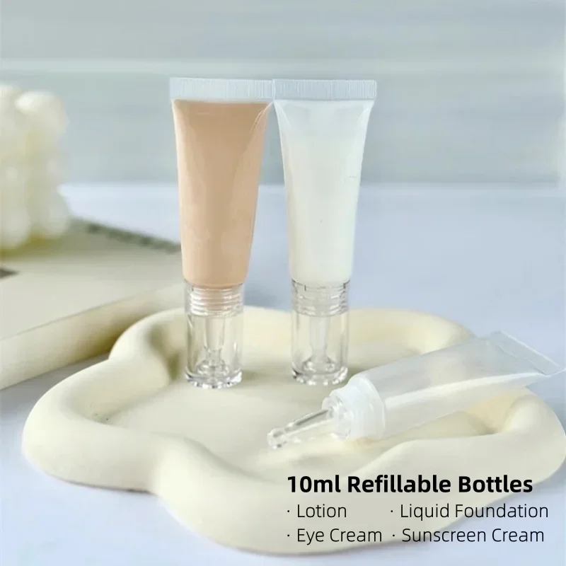 2/3Pcs 10ML Kosmetische Weiche Röhren Sonnencreme Creme Lotion Flüssige Foundation Nachfüllbare Flaschen Hyaluronsäure Dropper Leere flasche Image