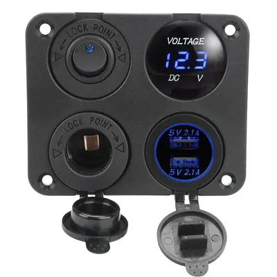 Ein-Aus-Schalter 2.1a Voltmeter 12V Dual-USB-Ladegerät für Boot Marine RV LKW Wohnmobil Fahrzeuge 4 in 1 Auto ladegerät Zigaretten anzünder
