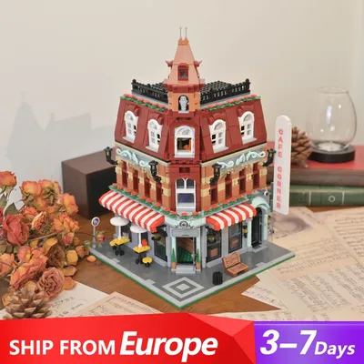 MINI Creative Expert Street Cafe Modell Stadt Villa Store Haus Bausteine mit Beleuchtung Bildung Montieren Spielzeug für Kinder Geschenke Image