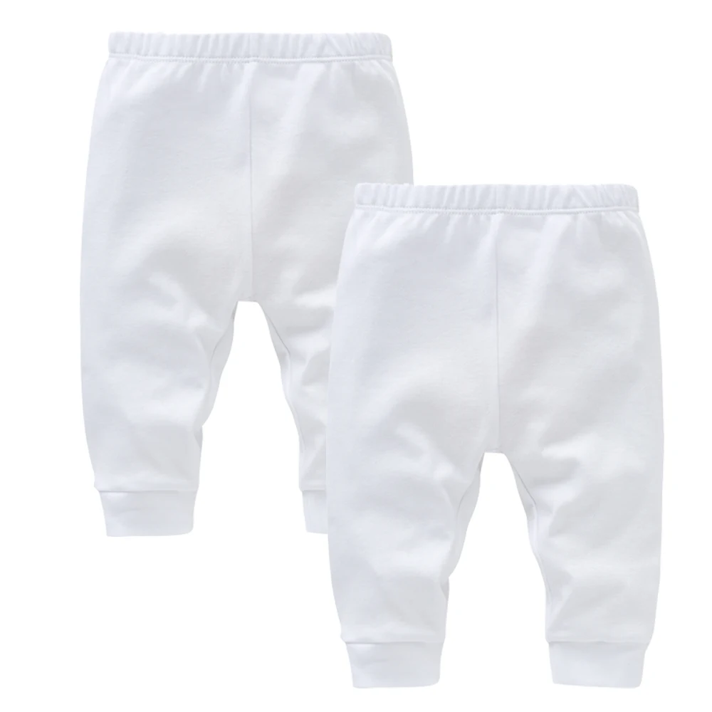 Kavkas Baby Junge Mädchen Lange Hosen 2 Teile/los 0-12 Monate 100 % Baumwolle Solide Weiße Hosen Neugeborene Weiche Kleidung Image