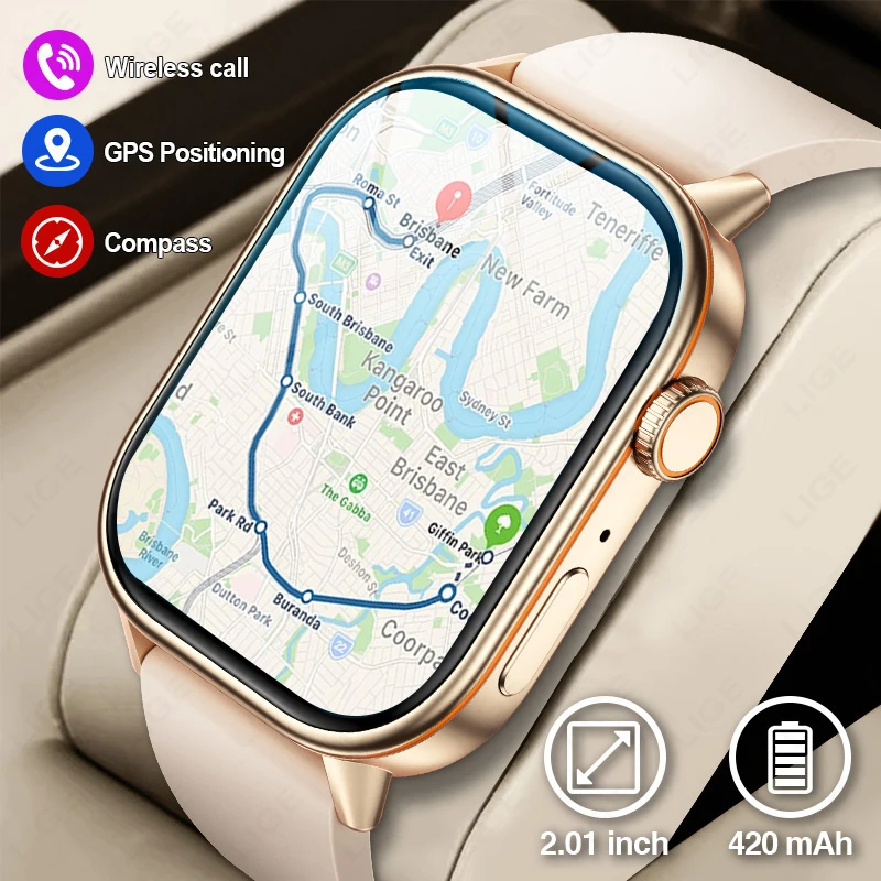 LIGE NEUE GPS Tracking Smart Uhr Männer Kompass Sport Fitness Bluetooth Anruf IP68 Wasserdichte Gesundheit monitor Männer Frauen Smartwatch
