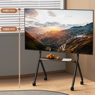 BEISHI Rollbarer TV-Ständer, mobiler TV-Wagen mit Rollen für 32-65-Zoll-Fernseher, robuster Boden-TV-Ständer mit Ablagefach, TV-Halterungsständer
