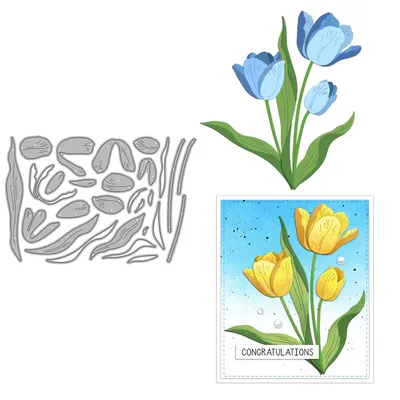 MangoCraft Big Size Tulip Flowers Cutting Dies Spring DIY Scrapbooking Supplies Metal Dies Knife