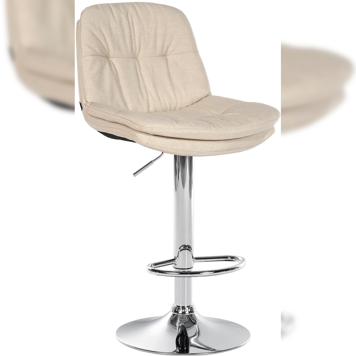 CLP Barhocker Laurel Stoff creme/Metall in Chromoptik Image