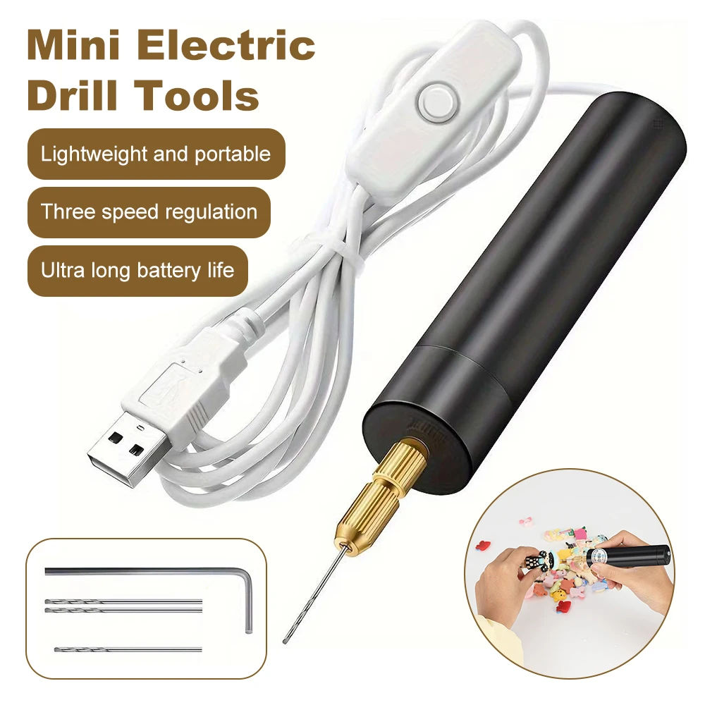 Mini perceuse électrique portative, bricolage, outils de perceuse électrique USB pour la fabrication de bijoux en résine époxy, outil de stylo de gravure artisanal sur bois