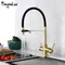 Filtre de robinet de cuisine en or brossé 360 robinet d'eau pure pivotant pour 3 voies cuisine retirer le mélangeur d'eau de purification Double poignée