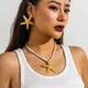 Esagerato Boho Metallo Grande Stella Marina Stella Ciondolo Collana Girocollo Donna Estate Punk