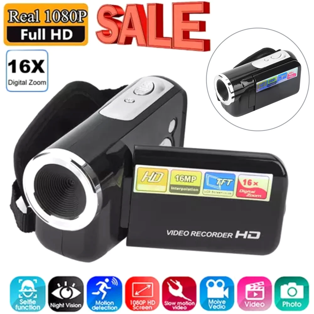 Fotocamera digitale vintage da 2,0 pollici 1080P 16MP Schermo ruotabile Cam 16X Fotocamera digitale DV portatile Fotocamera HD per adolescenti