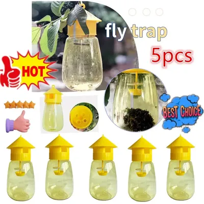 5x Fruit Fly Trap Killer Yellow Plastic Drosophila Trap Anti Fly Fruit Fly Killer Catcher Orchard