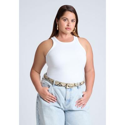 Plus Size Women's Diagonal Buckle Belt by ELOQUII in Neutral Snake (Size 22/24)