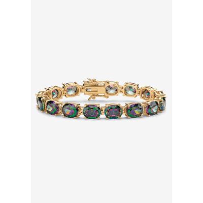 Women's 40.64 Tcw Oval Dark Mystic Cubic Zirconia Gold-Plated Tennis Bracelet 7.25" by Roamans in Mystic Fire