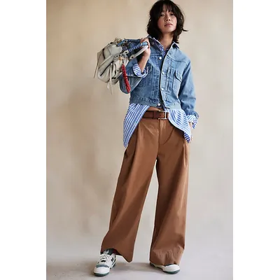 Buckle Back Trousers at Free People in Tobacco Brown, Size: US 2